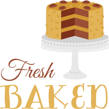 Every chef and cook will love a delicious cake in their kitchen.のイラスト素材