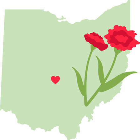 Show your love for your favorite state and it's flowerのイラスト素材