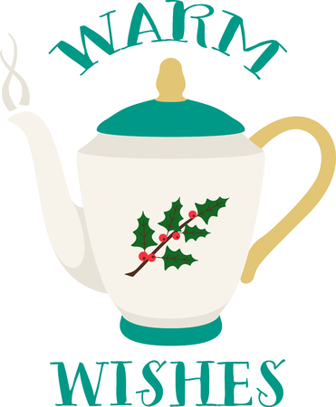 Nothing like a cup of hot tea to start your day!  This colorful design will be hot and steamy on cozies, kitchen towels and more.のイラスト素材