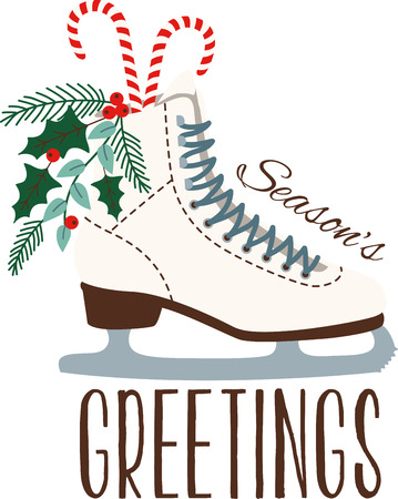 Grab your friends or family and lace up your skates! Take a spin on the ice with this design on clothes, towels, pillows, bags, t-shirts and jackets for your skater!のイラスト素材