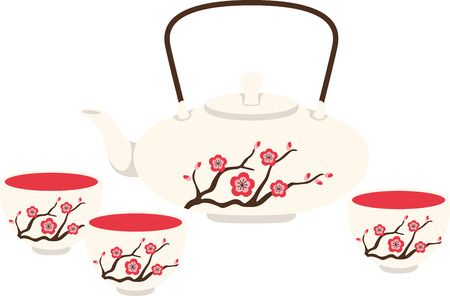 Its not just tea time, its a celebration!  Get this Japanese staple on your home decor and warm up table linen and more with this steamy design!のイラスト素材