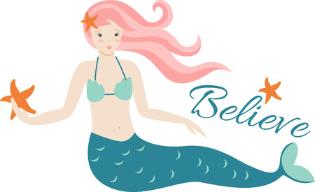 Live under the sea with this pretty mermaid design!  Use this on a child's shirt or beach towel!のイラスト素材