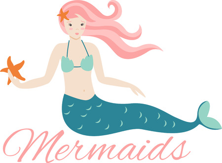 Live under the sea with this pretty mermaid design!  Use this on a child's shirt or beach towel!のイラスト素材