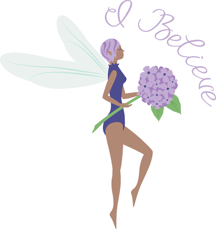 What a pretty hydrangea fairy design.  Add this on a windsock or yard flag for spring.のイラスト素材