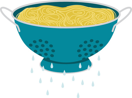What a cool design of a spaghetti in a colander. This would be great on an apron or tee.のイラスト素材