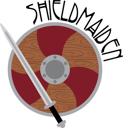 Show your school spirit with this shield & sword design. Use this on spirit wear for a great look.のイラスト素材