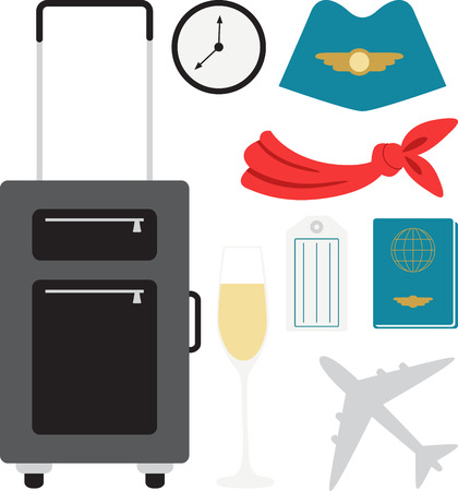 Spark your imagination. This whimsical design will be perfect on quilts, framed embroidery, throw pillows, clothing and more for your flight attendants.のイラスト素材