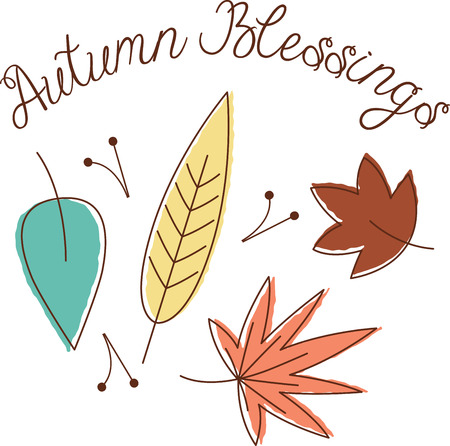 Personalize your seasonal project with this lovely fall leaves design. This will look great on placemats, hand towels, throw pillows, tote bags and more.のイラスト素材