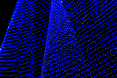 Abstract lines formed by dots of blue color. Futuristic patterns of lines. Futuristic, spatial concepts of tranquility and modernity.の写真素材