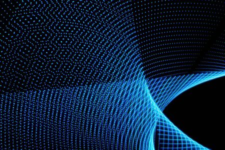 3d rendering 3d illustration with blue lights. Black abstract background Colorful abstract lines....