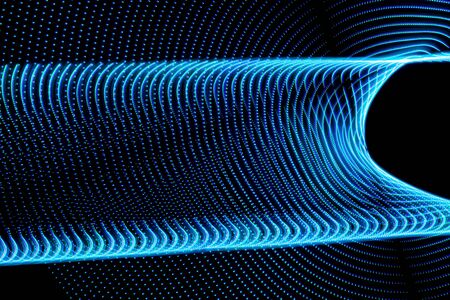 3d rendering 3d illustration with blue lights. Black abstract background Colorful abstract lines....