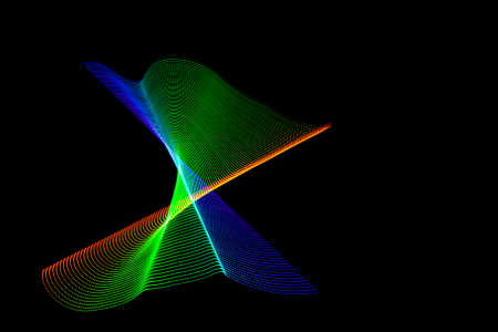 Illustration 3 d. Lights forming abstract patterns on black background. Resource for designers....