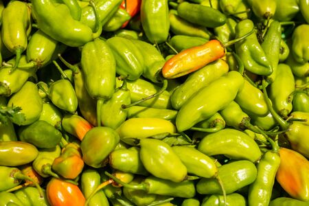 Spicy green ajies. Vegetable food to season. Chilli for seasoning food