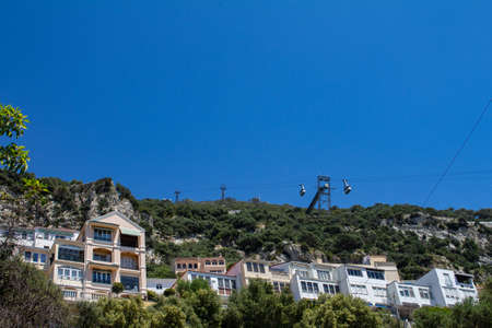 Gibraltar, Europe May 3, 2018. Tourists visit the top of the Rock of Gibraltar in cable-suspended cable cars.のeditorial素材