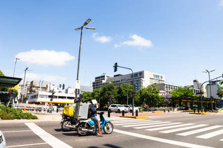 Buenos Aires, Argentina. November 22, 2019. Buildings of the capital of South America. Main avenue of the city center Building of the company's university.のeditorial素材
