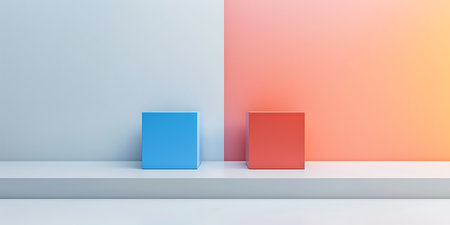 3d render, abstract geometric background, simple composition, pastel colorsの素材