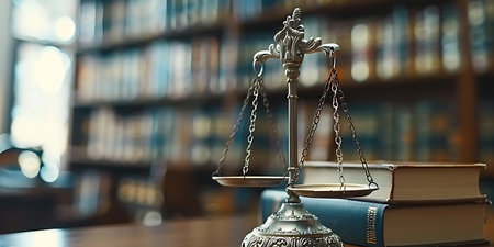 Law theme. Mallet of the judge, books and scales of justice.の素材