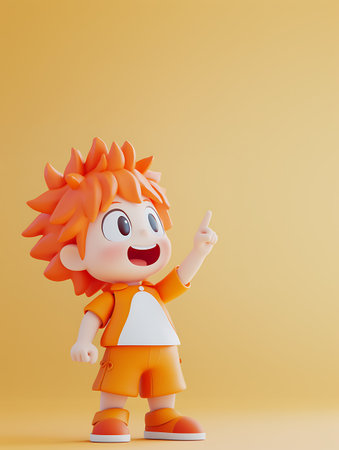 Cute little boy with orange hair. 3d render illustration.の素材
