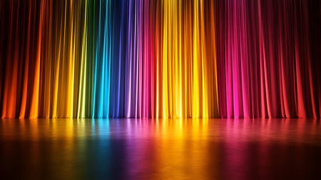 colorful stage curtain background, 3d render, empty stage backgroundの素材