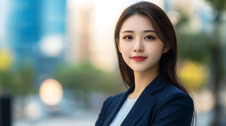 portrait of asian business woman outdoor in the city, business conceptの素材