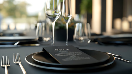 Restaurant menu mockup on black table, 3D renderingの素材
