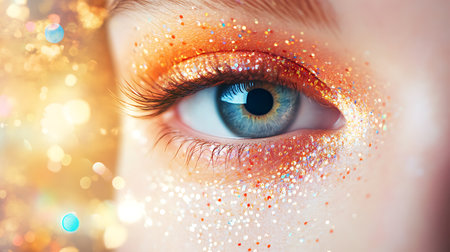 Beautiful woman's eye with bright make-up and sparklesの素材