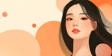 Beautiful asian woman with long hair. Portrait of asian woman.の素材