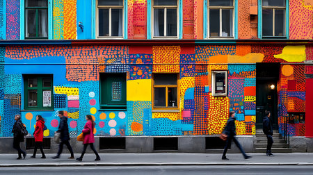 Colorful facade in Frankfurt, Germanyの素材
