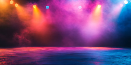 Stage lights and smoke, Stage Spotlight with Spotlights, Stage Backgroundの素材