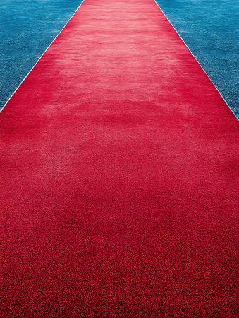 Red carpet on the stadium. Abstract background and texture for design.の素材