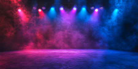 Stage Spotlight with Red and Blue Spotlights, Stage Spotlight Background, Stage Spotlight Backgroundの素材