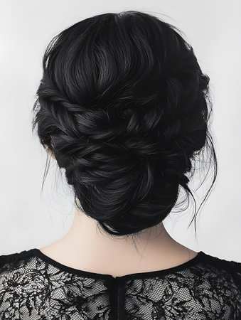 Beautiful brunette woman with elegant hairstyle. Studio shot.の素材