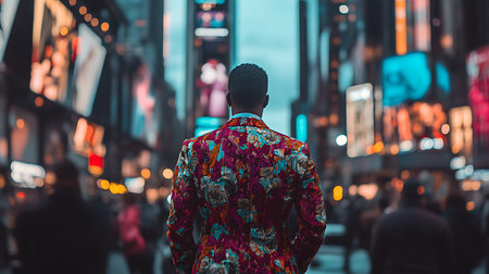 People visit Times Square. Times Square is a major commercial intersection and tourist destination in Milanの素材