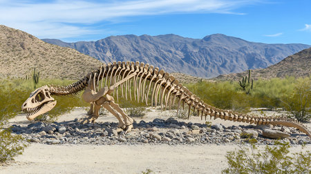 Dinosaur skeleton in the desert of California, United States of Americaの素材