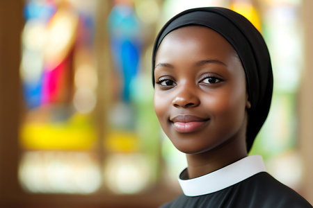Portrait of a beautiful young african-american woman in hijabの素材