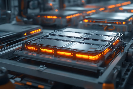 Futuristic server room close-up. 3D rendering.の素材