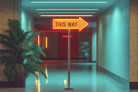 The way forward sign in modern office. 3d rendering concept.の素材