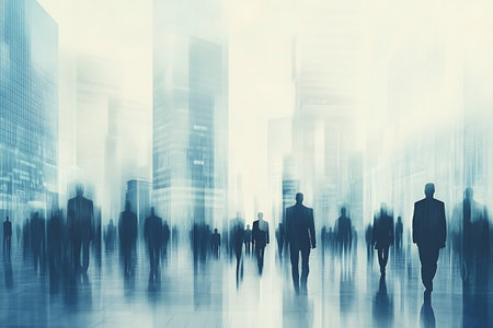 Business People Walking Commuter Cityscape Corporate Occupation Cityscape Conceptの素材