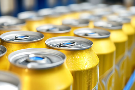 Close-up of beer cans. Beer production concept. 3D Renderingの素材