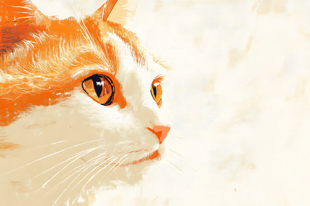 Red cat on a white background. Hand-drawn watercolor illustration.の素材