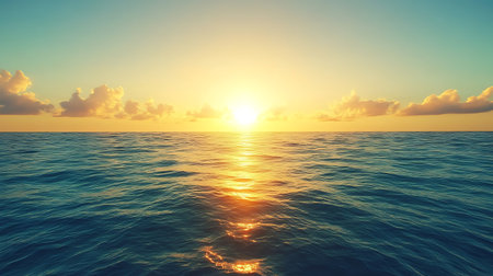 Beautiful sunset over the sea. Seascape. 3d renderの素材