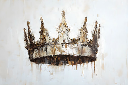 Crown on a white wall. Abstract grunge background for design.の素材