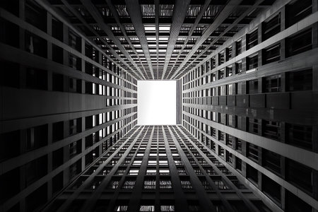 Abstract background of a black and white image of a modern building.の素材