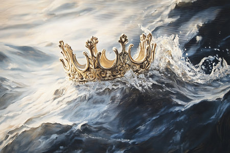 low key image of beautiful queen crown in water. fantasy medieval periodの素材
