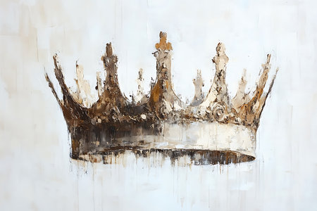 Crown on white background. Watercolor painting on the wall.の素材