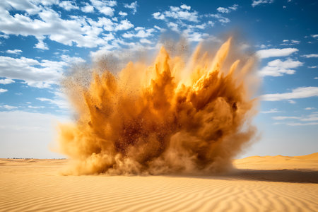 Sand explosion in the Sahara desert, Merzouga, Moroccoの素材