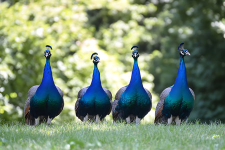 Beautiful peacock in the park on a sunny summer day.の素材