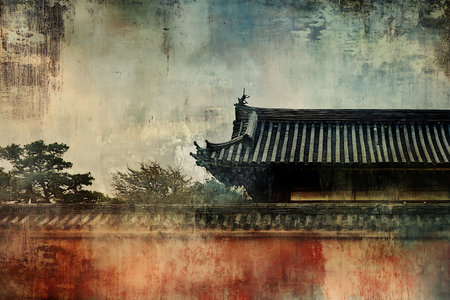 ancient chinese temple in south korea,vintage styleの素材