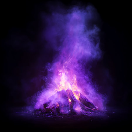 Big bonfire with smoke on black background. Elements of this image furnished by NASAの素材