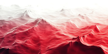 Red and white abstract background with a glowing flag of Poland. 3d renderingの素材